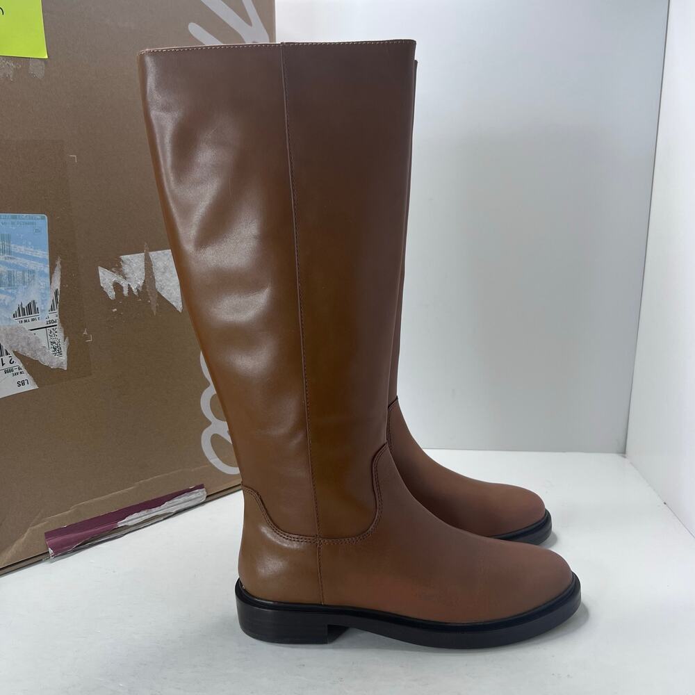 Madewell Tall Flat Vachitta Leather Riding Boot Sepia Women 6.5 Tried On